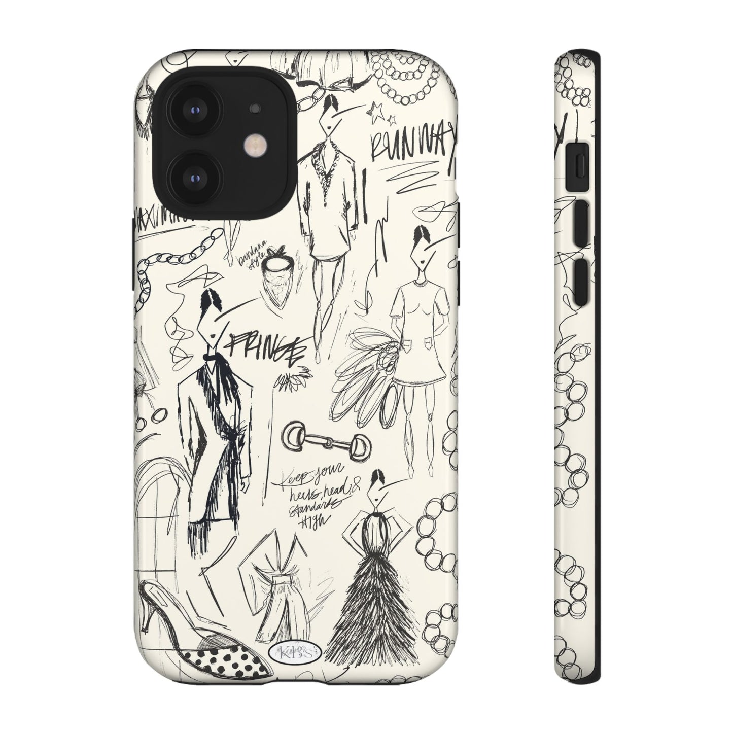 Fashion Sketch Tough Case for iPhone - Black