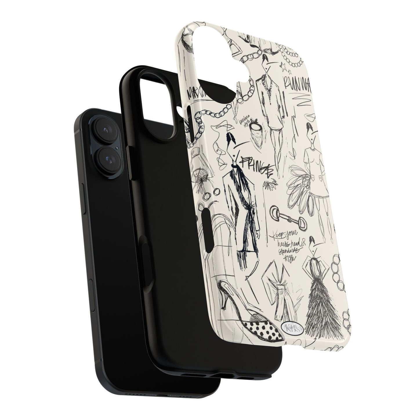 Fashion Sketch Tough Case for iPhone - Black