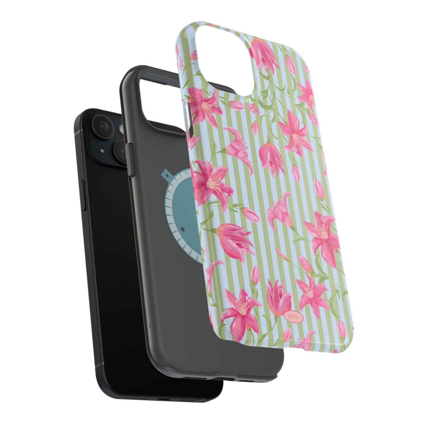 Azalea Stripe Mag Safe Case for iPhone - Blue & Green