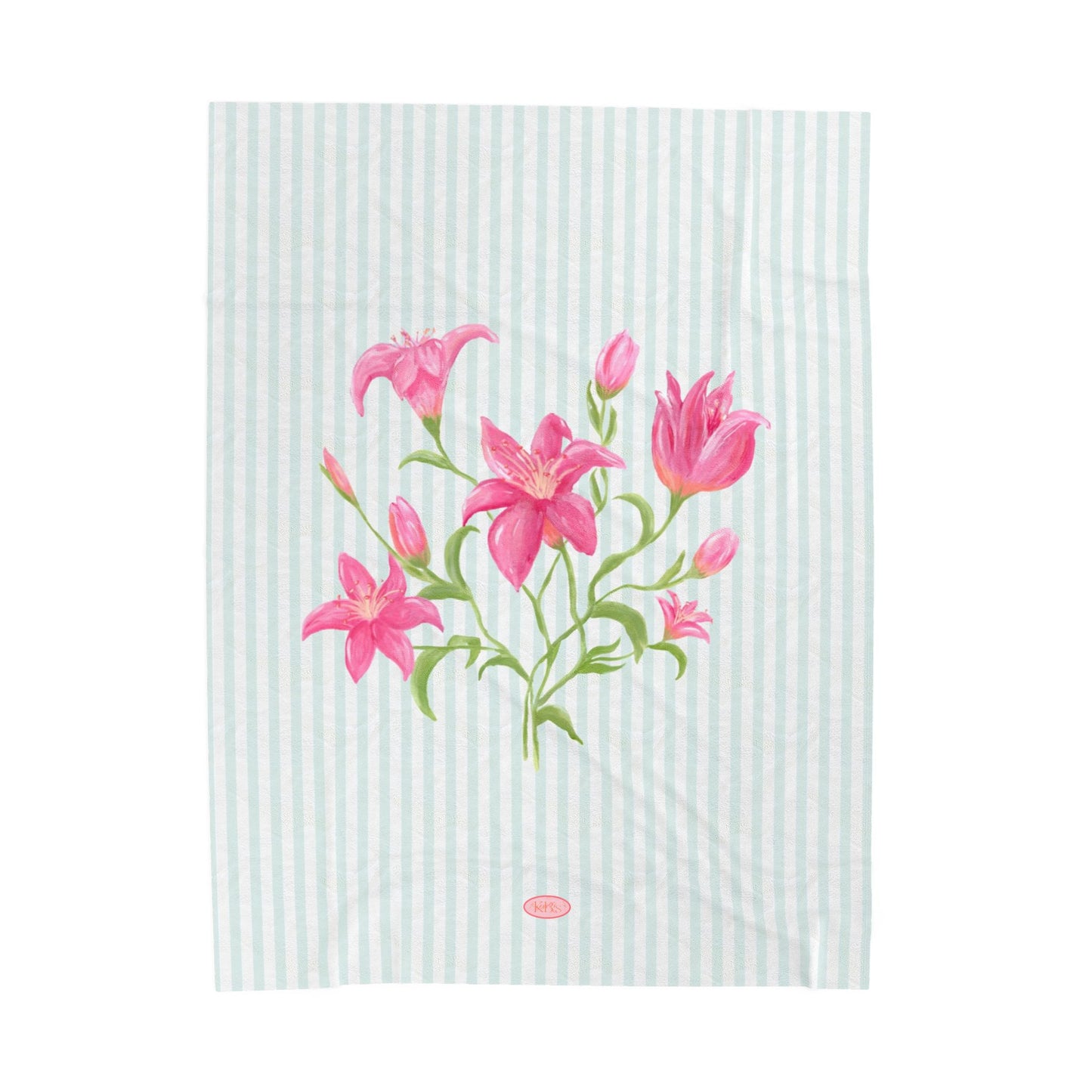 Lily Bloom Velveteen Blanket - Blue