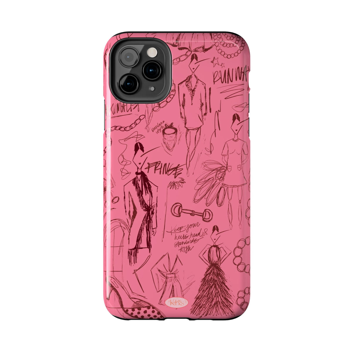 Fashion Sketch Tough Case for iPhone - Maroon