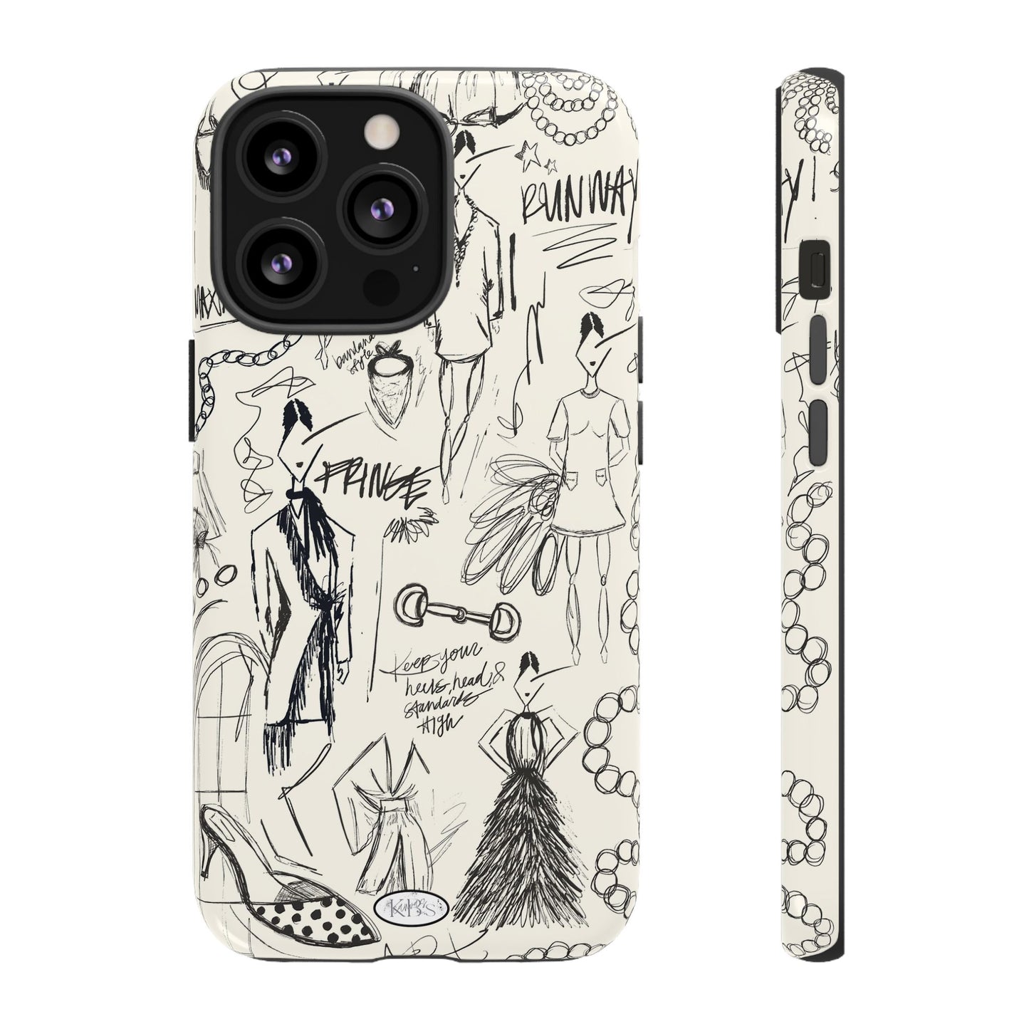 Fashion Sketch Tough Case for iPhone - Black