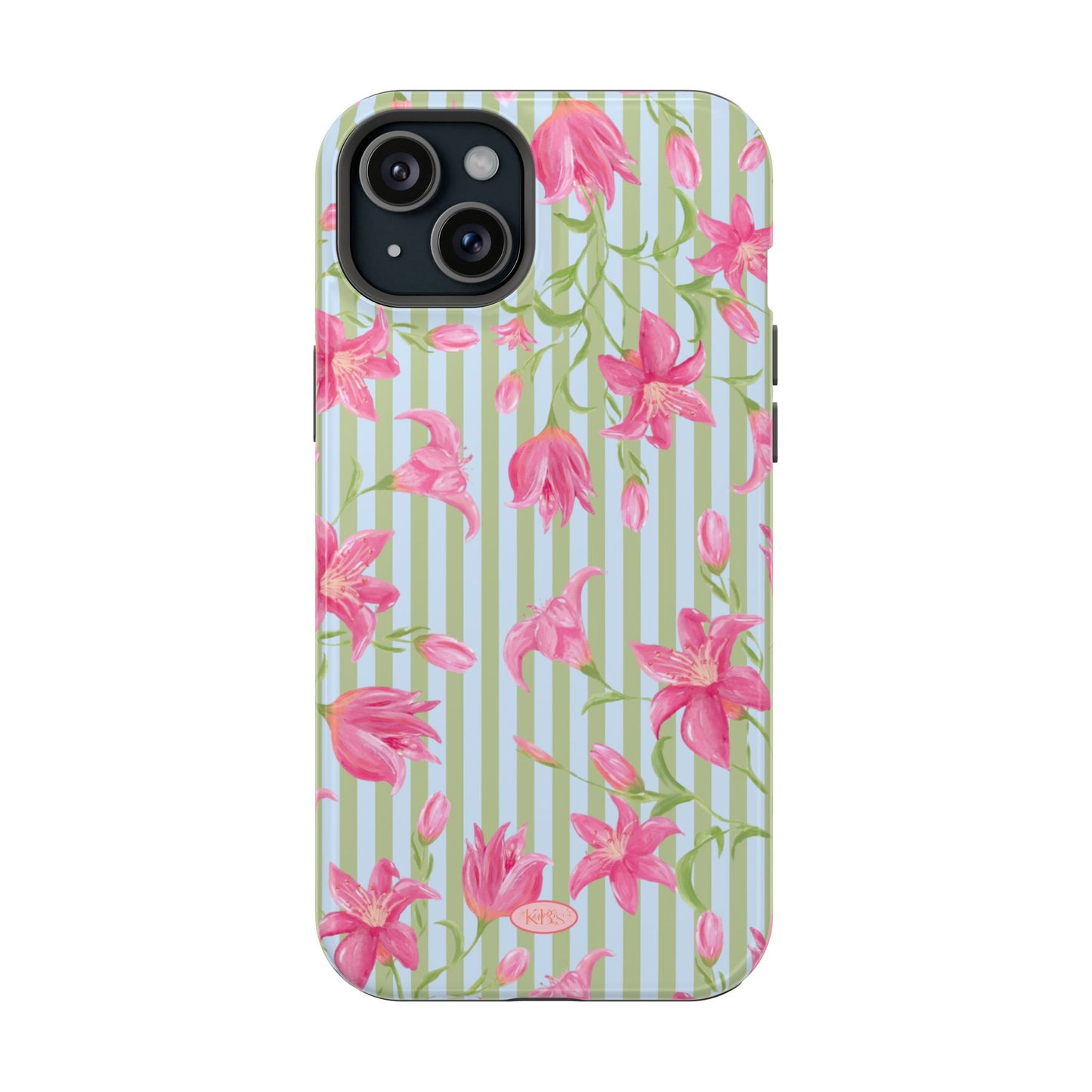 Azalea Stripe Mag Safe Case for iPhone - Blue & Green