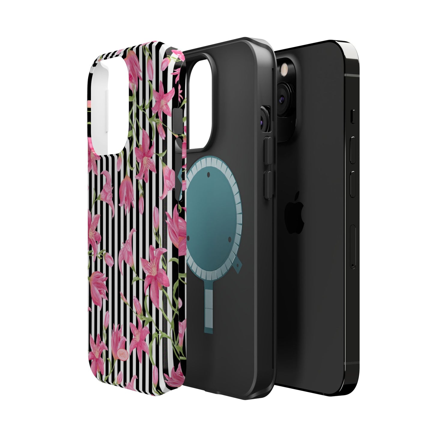 Azalea Stripe Mag Safe Case for iPhone - Black