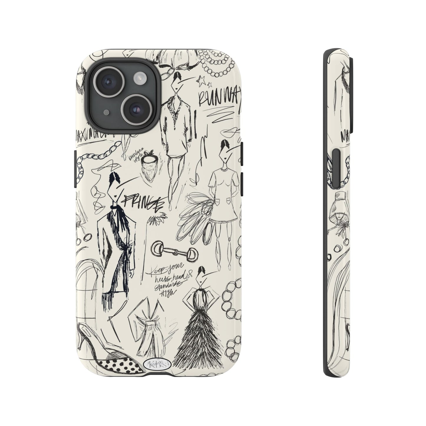 Fashion Sketch Tough Case for iPhone - Black