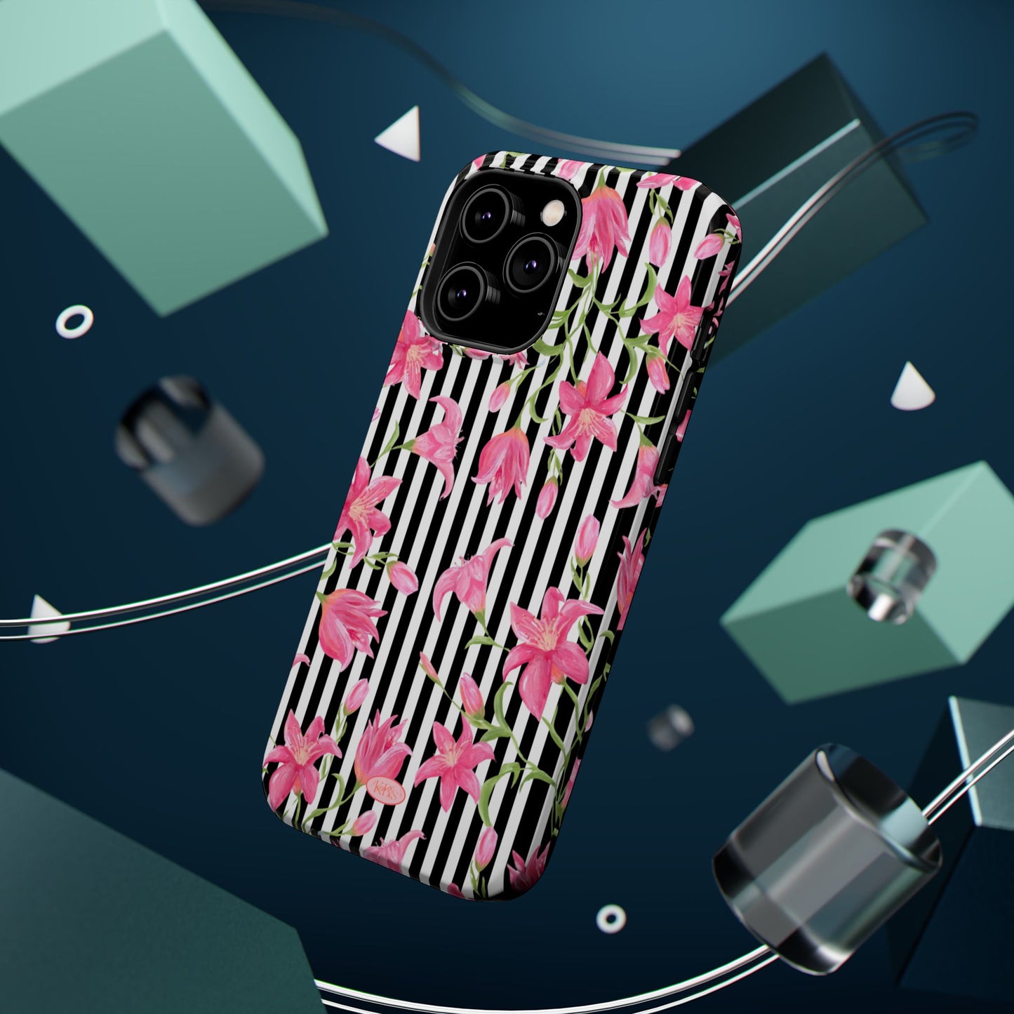 Azalea Stripe Mag Safe Case for iPhone - Black