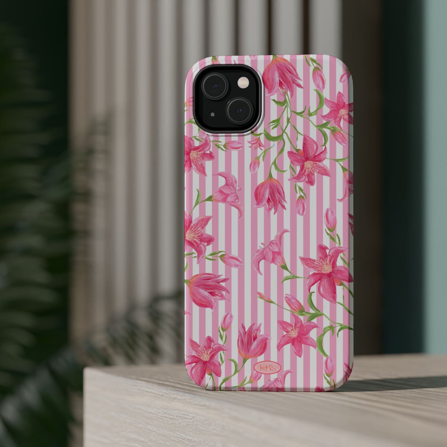 Azalea Stripe Mag Safe Case for iPhone - Pink