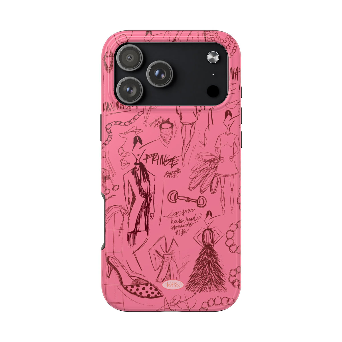 Fashion Sketch Tough Case for iPhone - Maroon