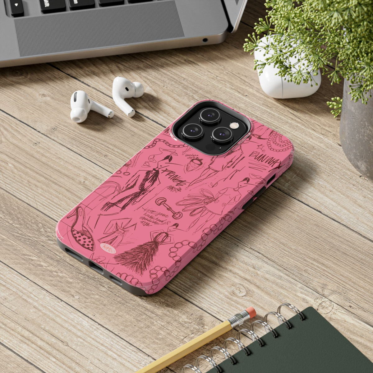 Fashion Sketch Tough Case for iPhone - Maroon