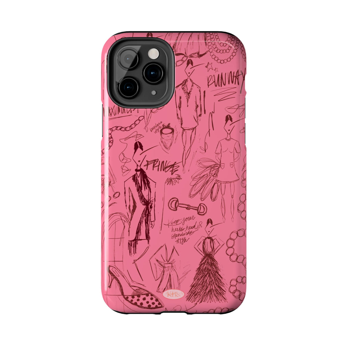 Fashion Sketch Tough Case for iPhone - Maroon
