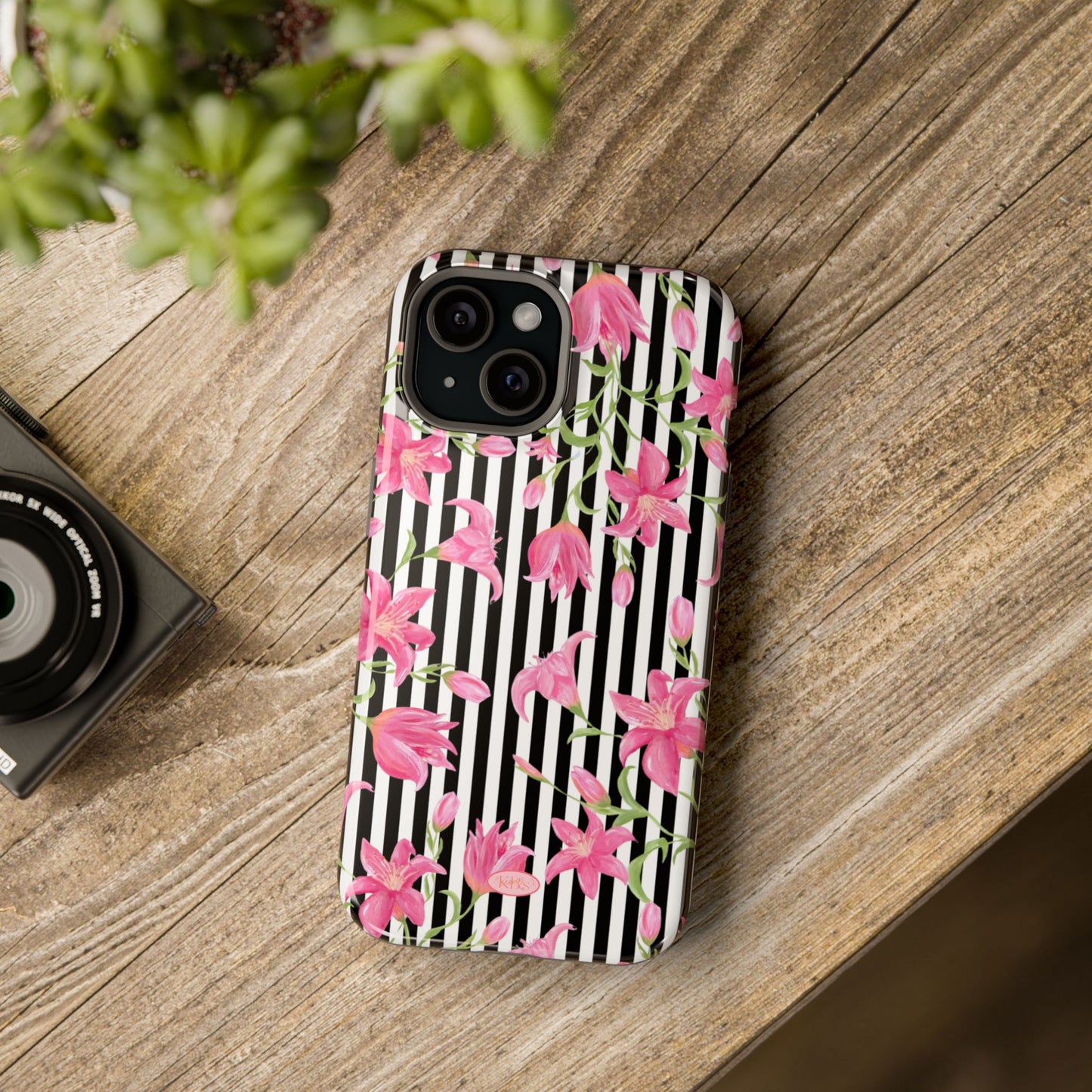 Azalea Stripe Mag Safe Case for iPhone - Black