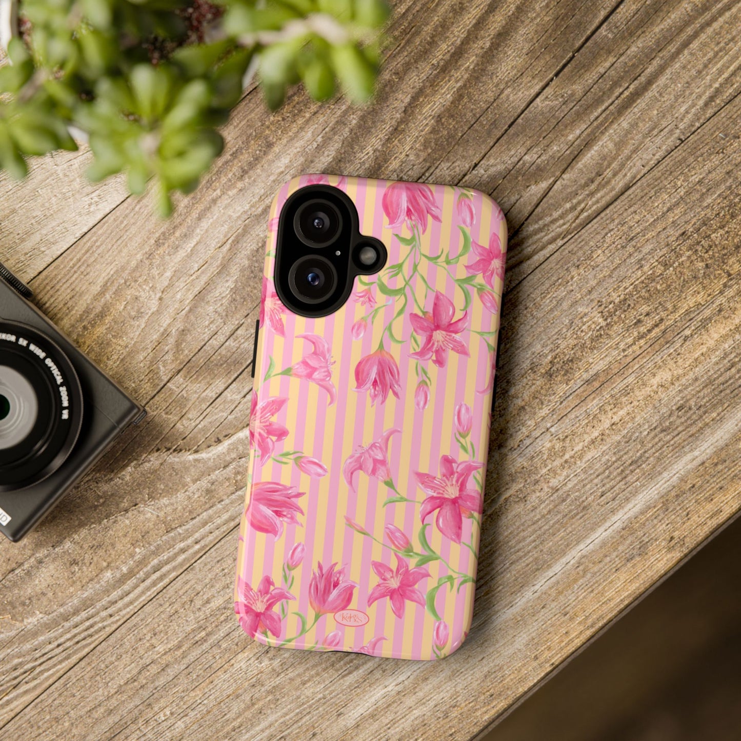 Azalea Stripe Tough Case for iPhone - Pink & Orange