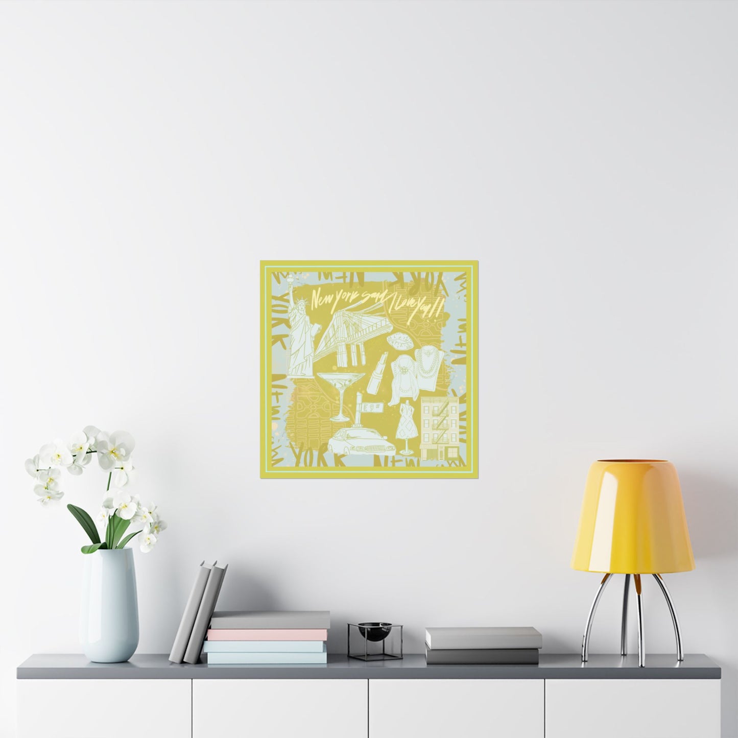 NY Said I Love You Scarf - Green Photo Print