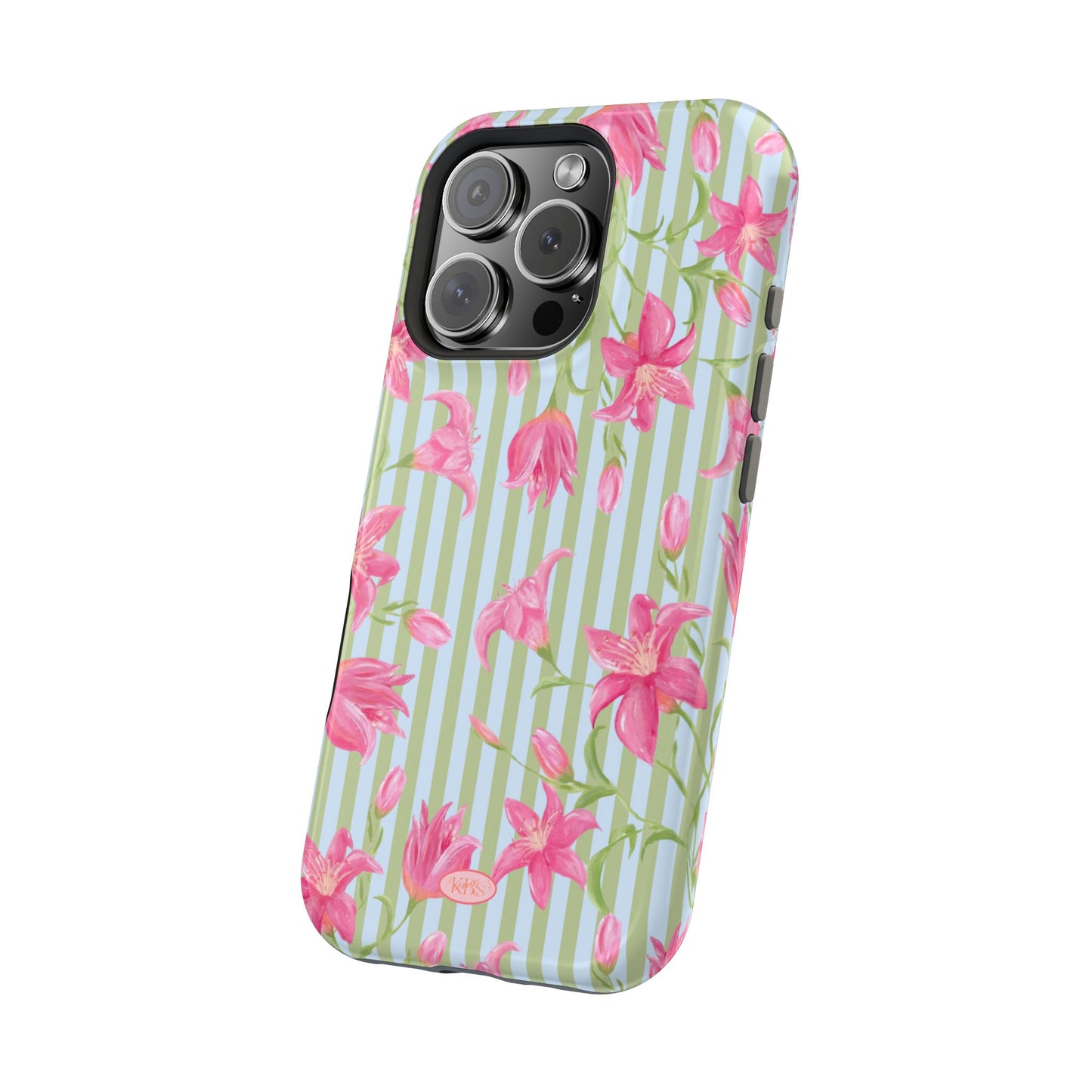 Azalea Stripe Mag Safe Case for iPhone - Blue & Green