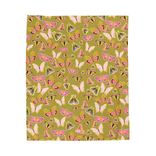 Butterfly Muse Velveteen Blanket - Green