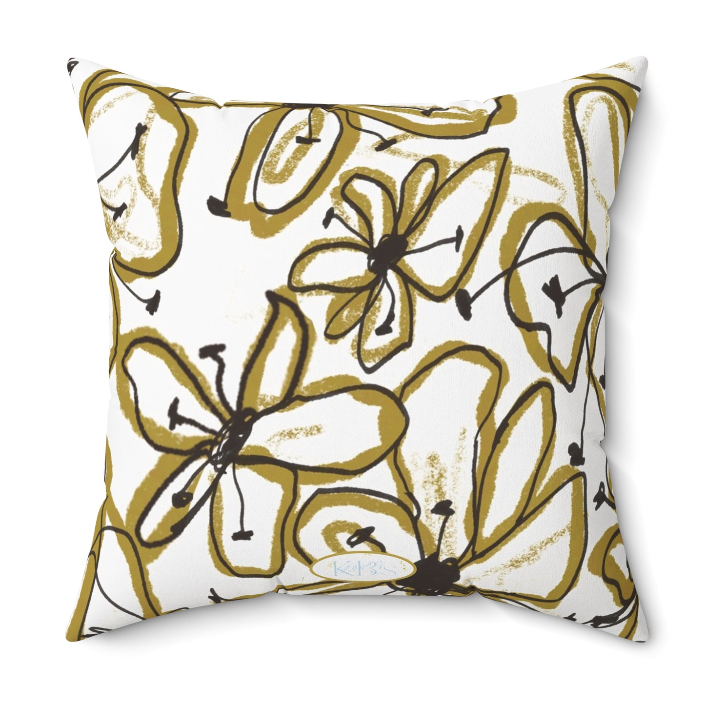Floral Sketch Throw Pillow