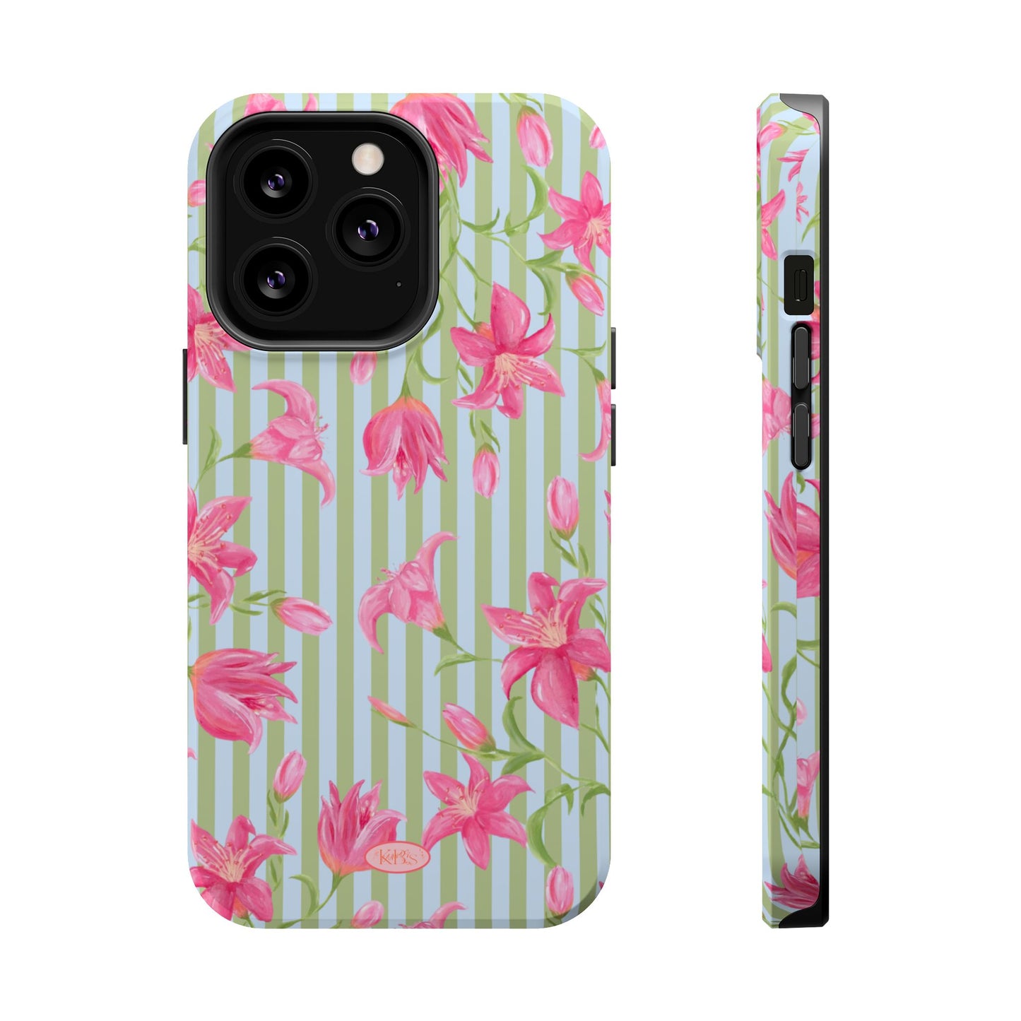 Azalea Stripe Mag Safe Case for iPhone - Blue & Green