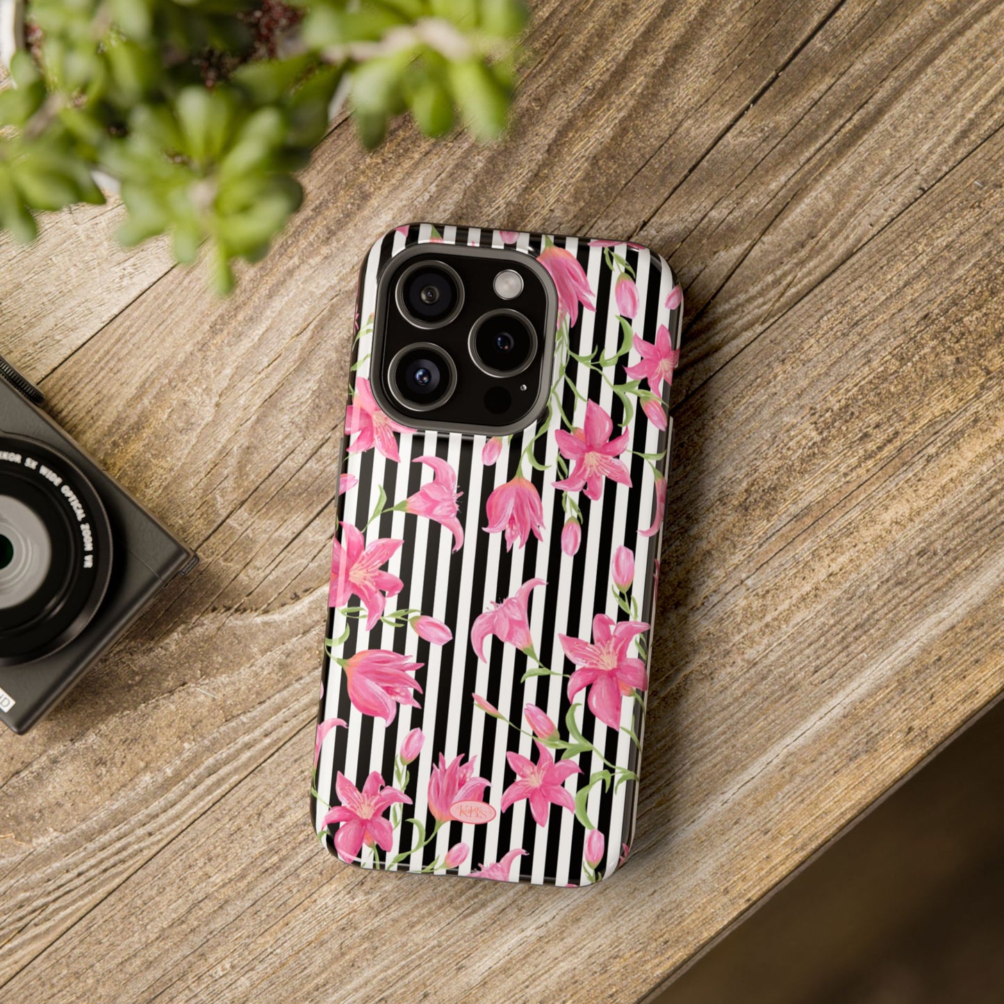 Azalea Stripe Mag Safe Case for iPhone - Black