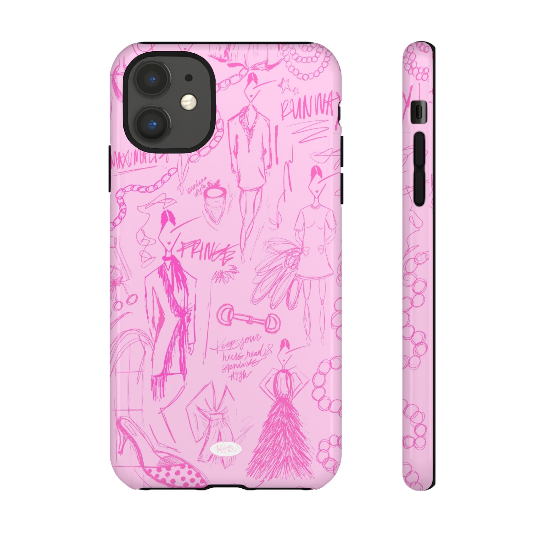 Fashion Sketch Tough Case for iPhone - Pink