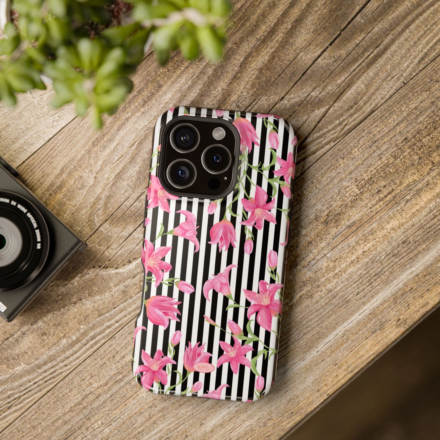 Azalea Stripe Mag Safe Case for iPhone - Black