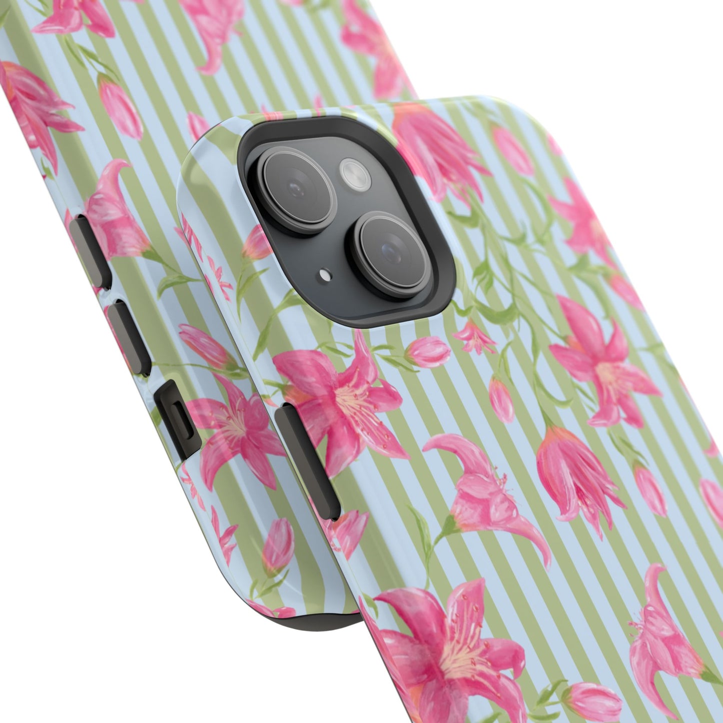 Azalea Stripe Mag Safe Case for iPhone - Blue & Green