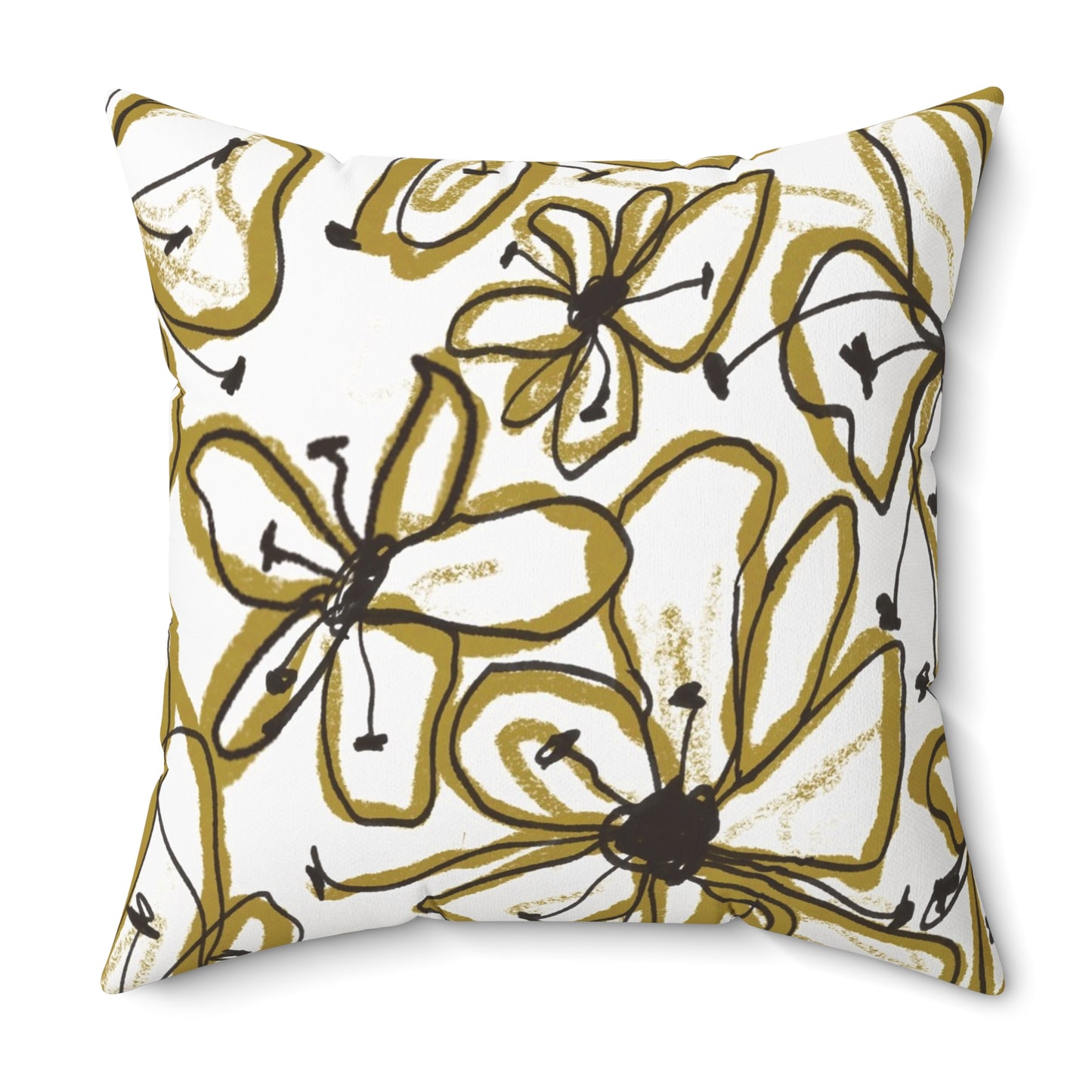 Floral Sketch Throw Pillow