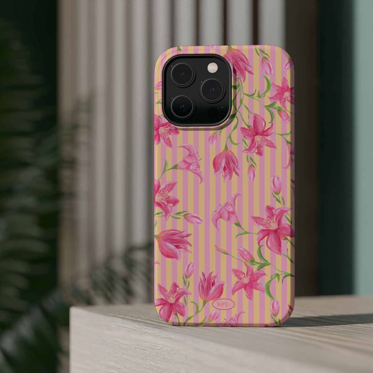 Azalea Stripe Mag Safe Case for iPhone - Pink & Orange