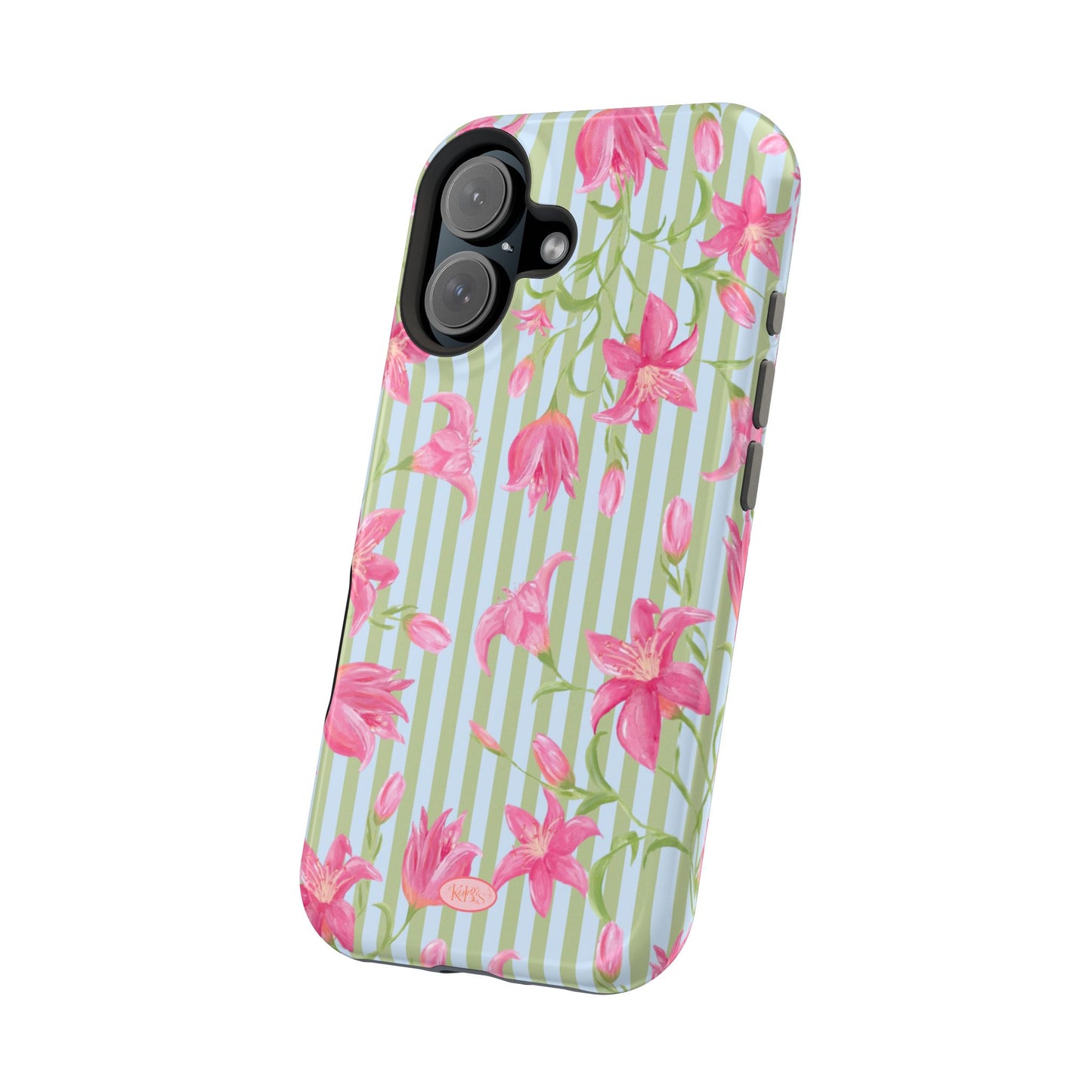 Azalea Stripe Mag Safe Case for iPhone - Blue & Green