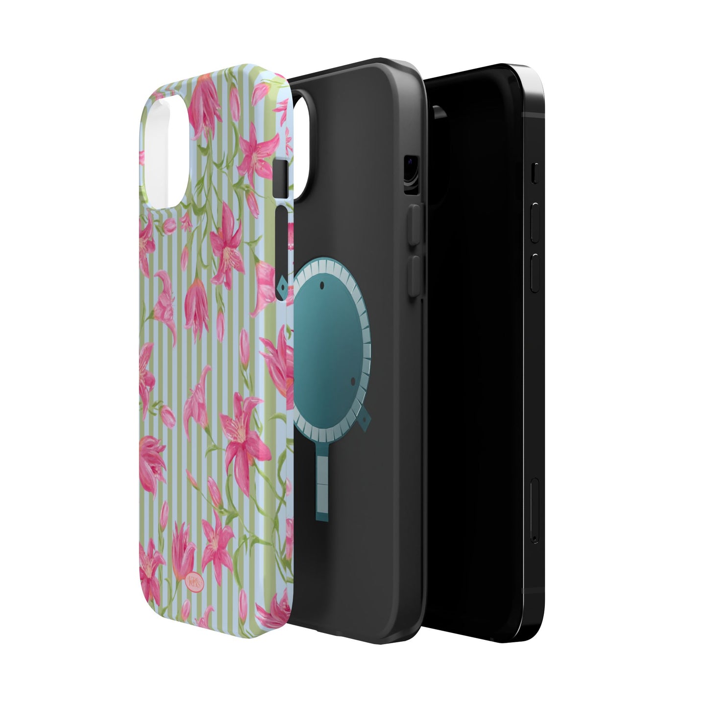Azalea Stripe Mag Safe Case for iPhone - Blue & Green