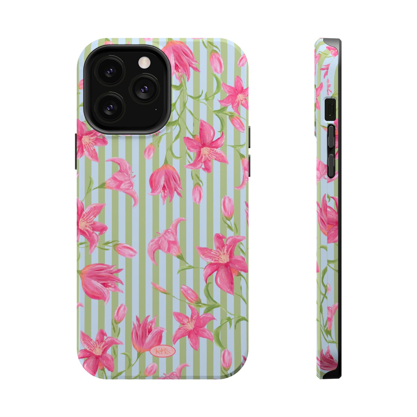 Azalea Stripe Mag Safe Case for iPhone - Blue & Green