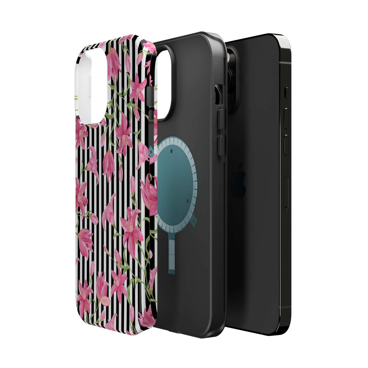 Azalea Stripe Mag Safe Case for iPhone - Black
