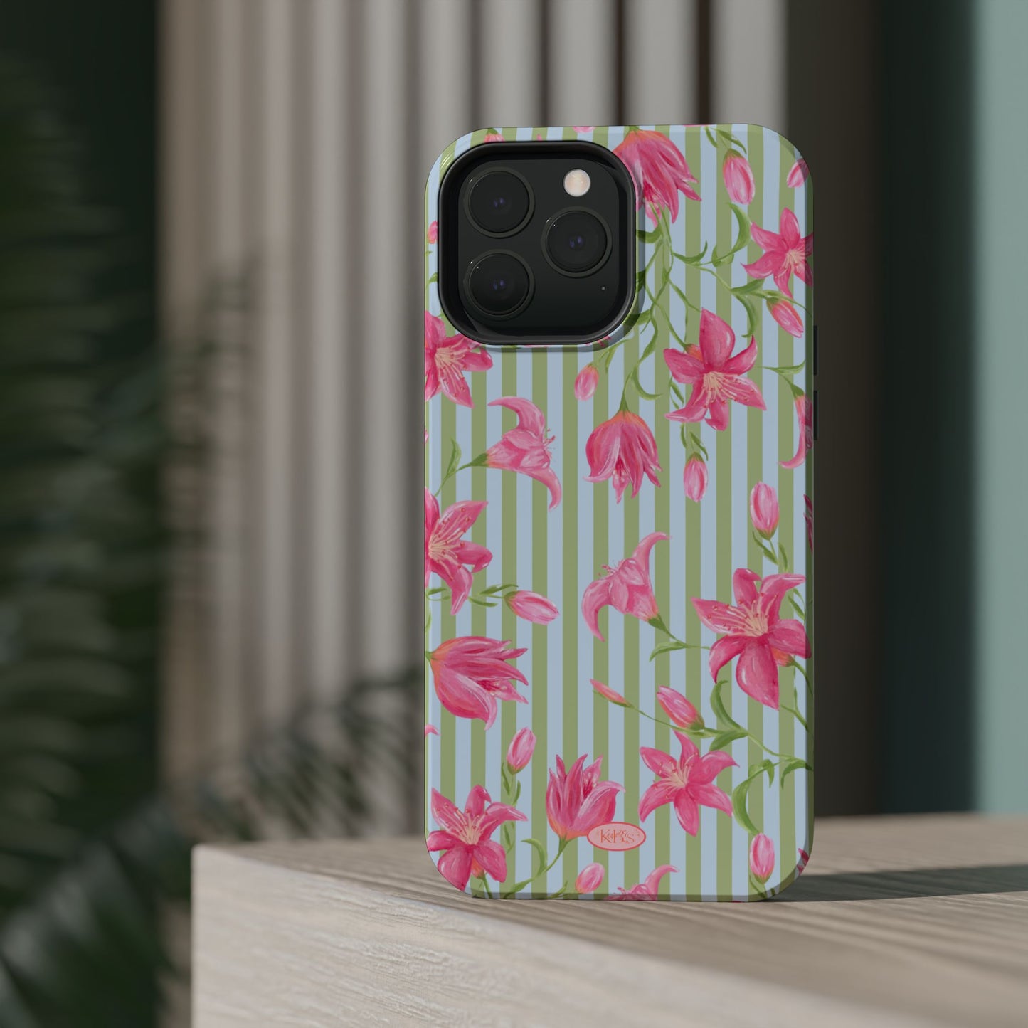 Azalea Stripe Mag Safe Case for iPhone - Blue & Green