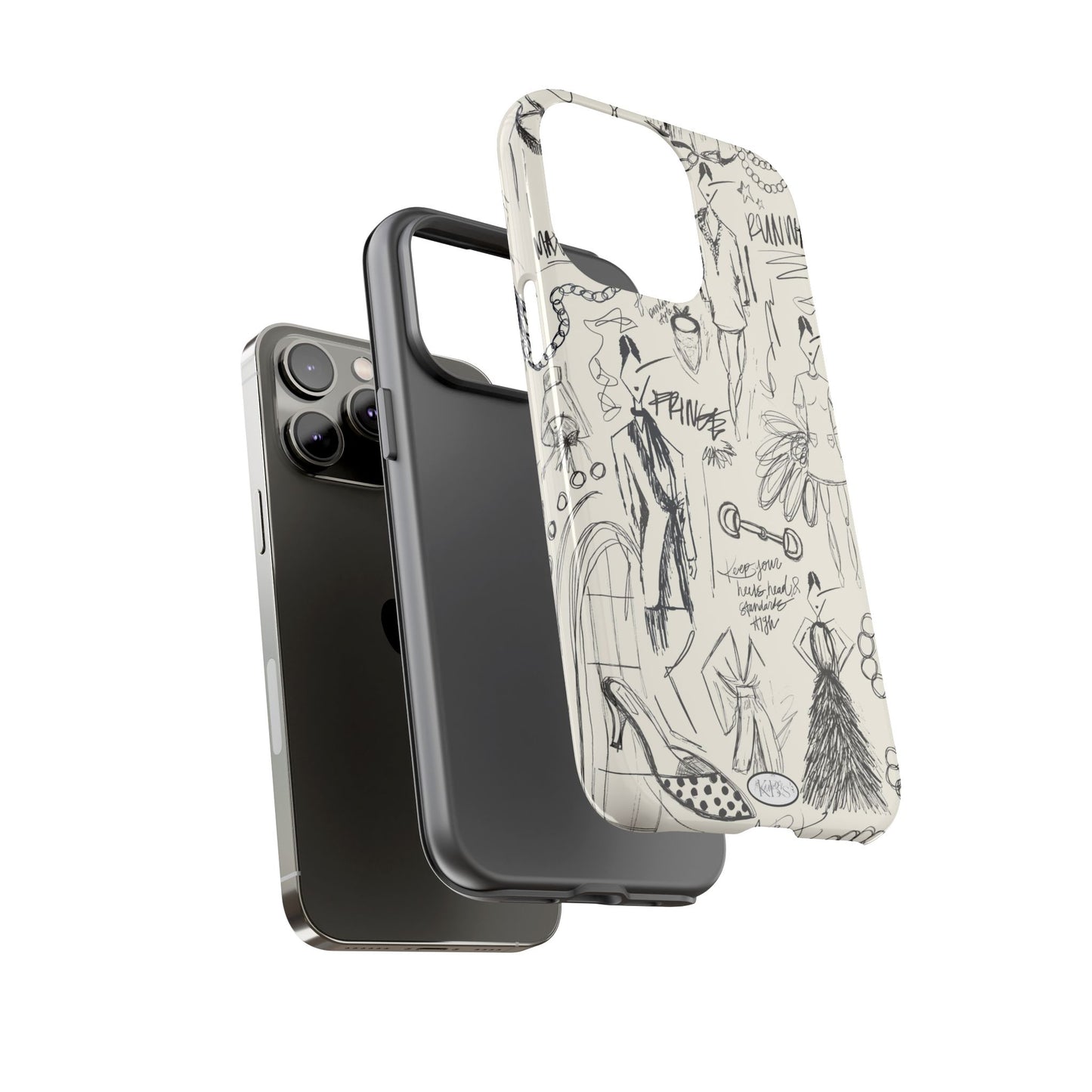 Fashion Sketch Tough Case for iPhone - Black