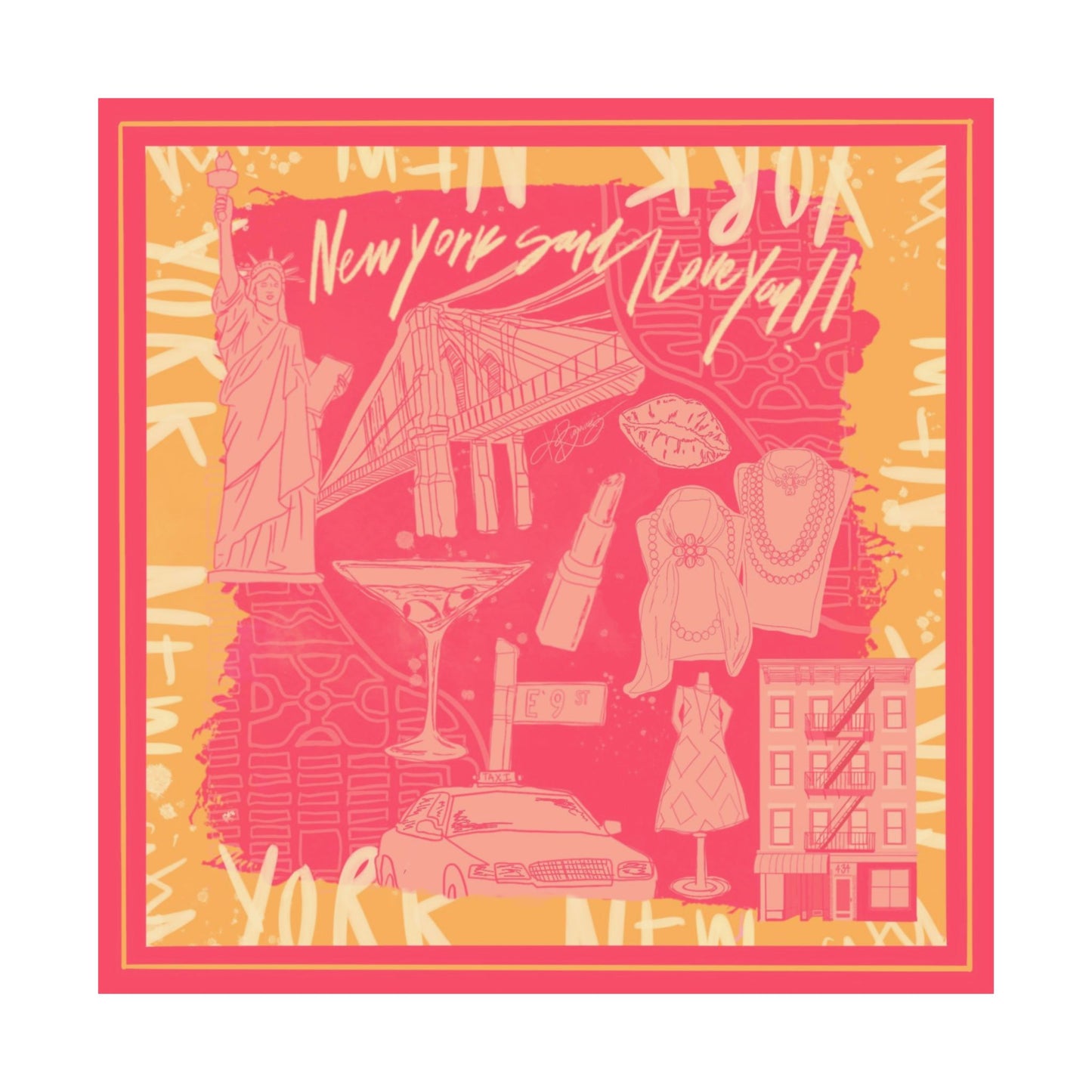 NY Said I Love You Scarf Wall Print