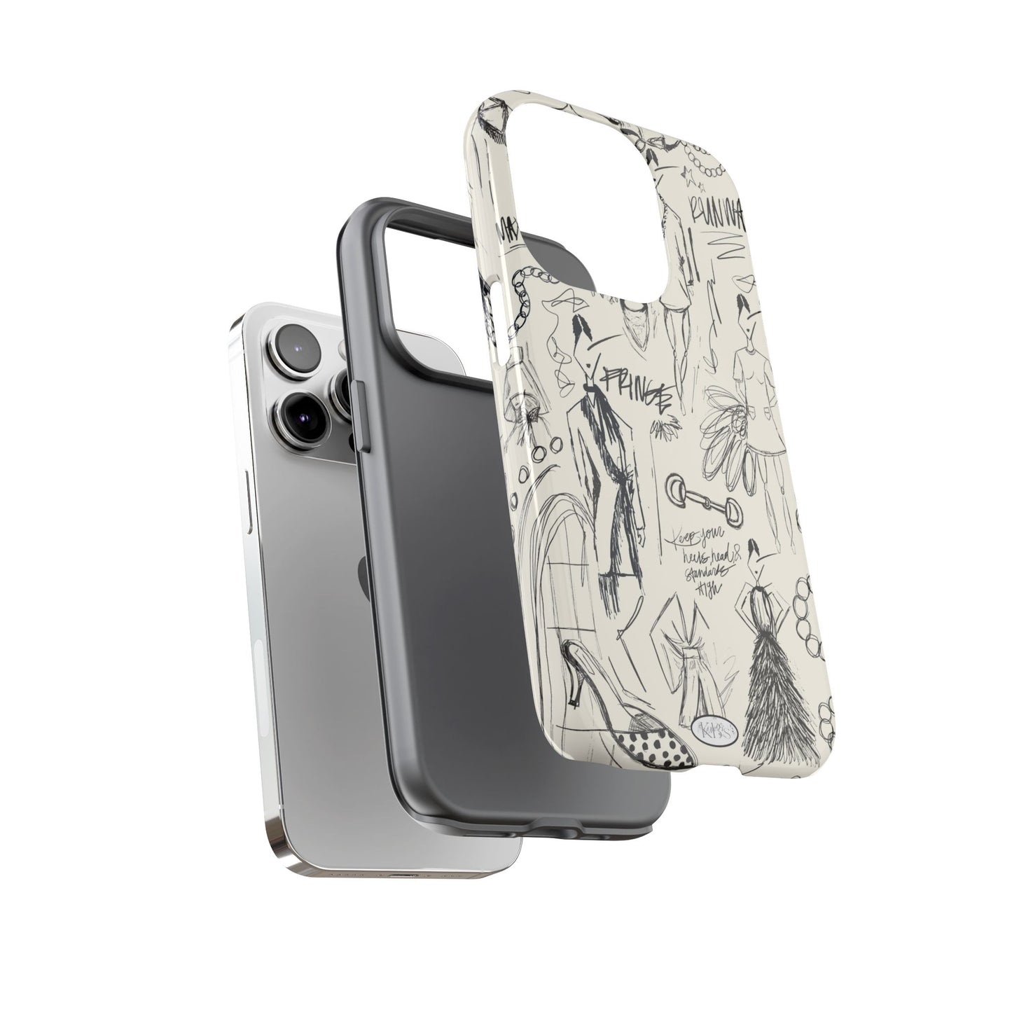 Fashion Sketch Tough Case for iPhone - Black