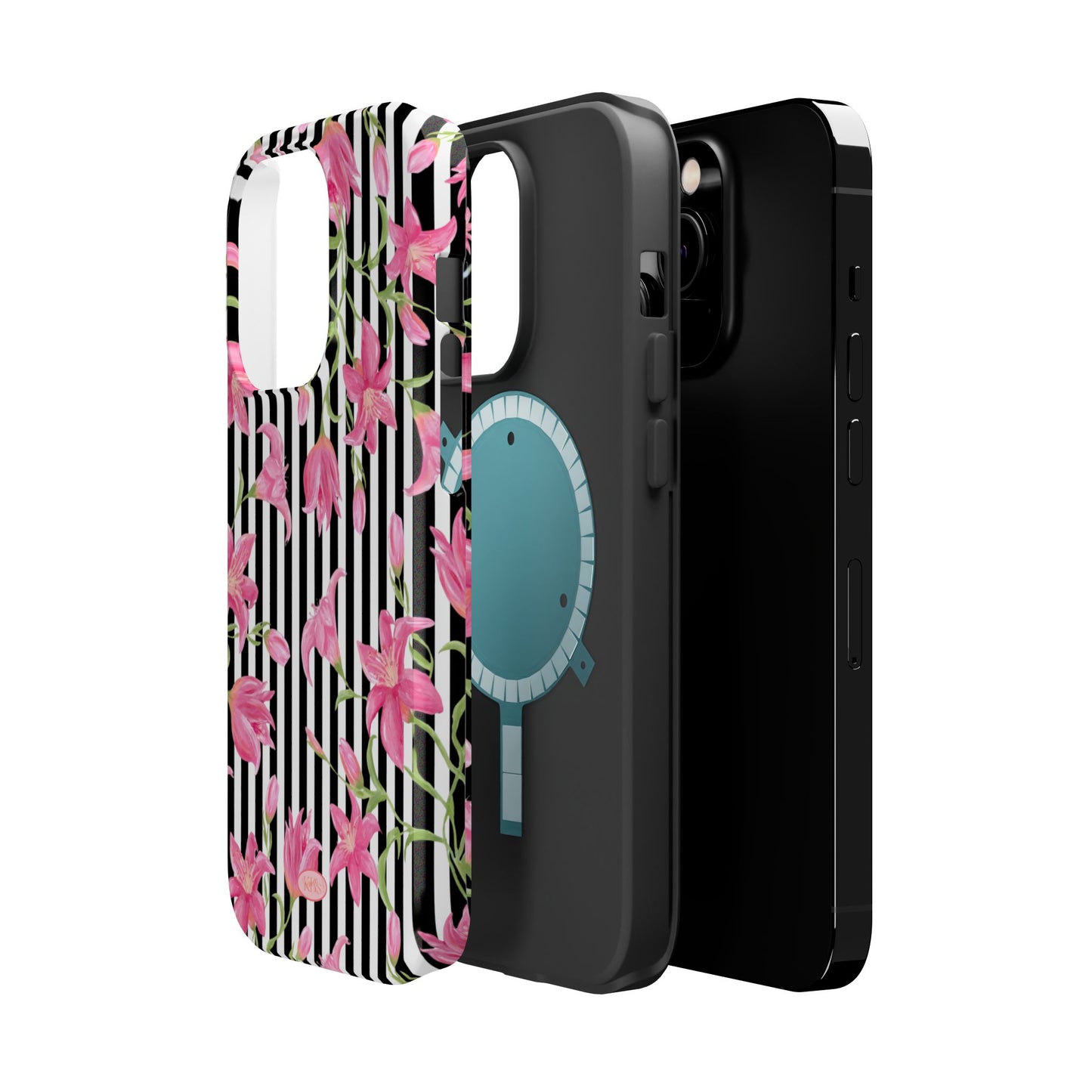 Azalea Stripe Mag Safe Case for iPhone - Black