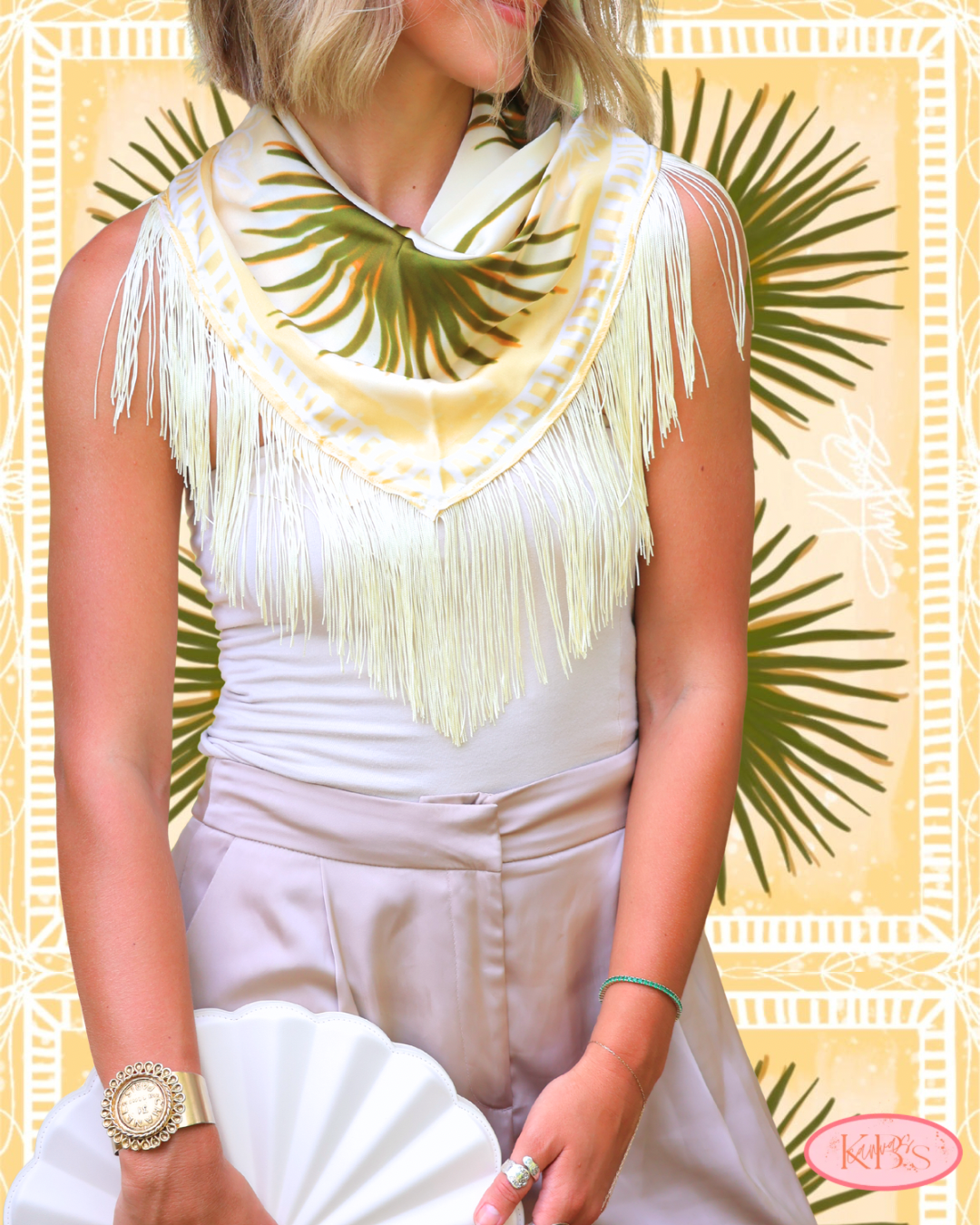 Palmè Fringe Silk Scarf