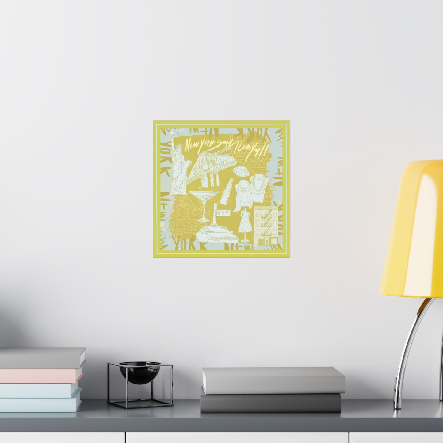 NY Said I Love You Scarf - Green Photo Print