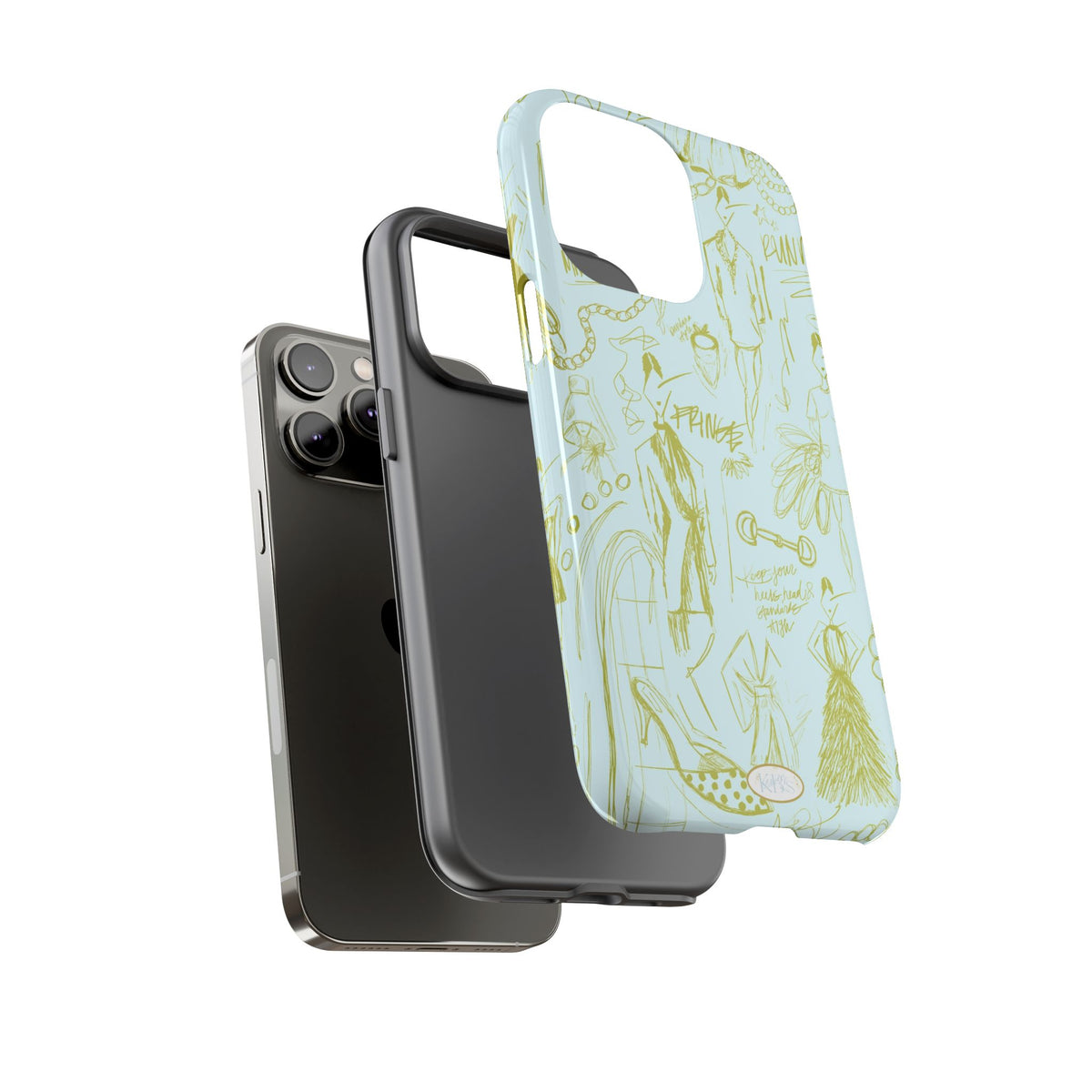 Fashion Sketch Tough Case for iPhone - Blue