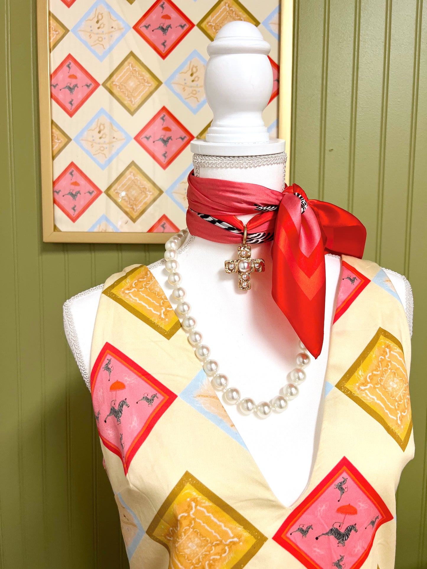 Pearl Cross Scarf Charm