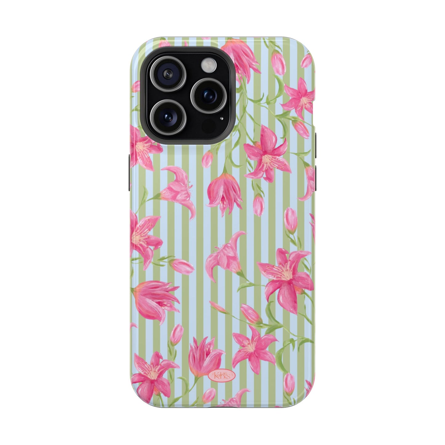 Azalea Stripe Mag Safe Case for iPhone - Blue & Green