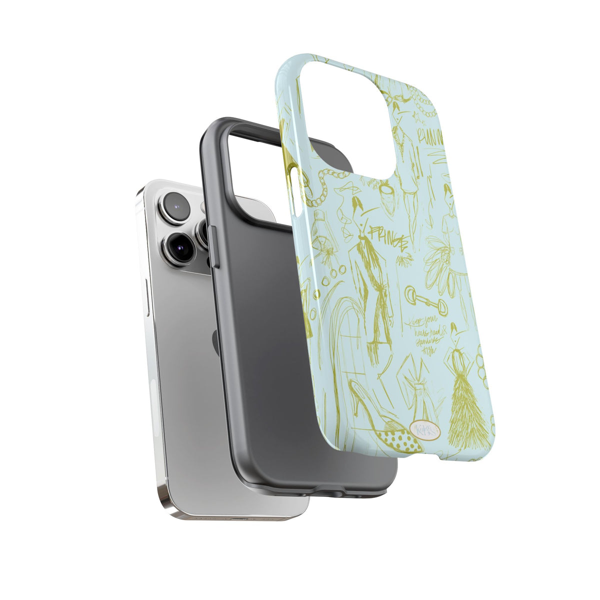 Fashion Sketch Tough Case for iPhone - Blue