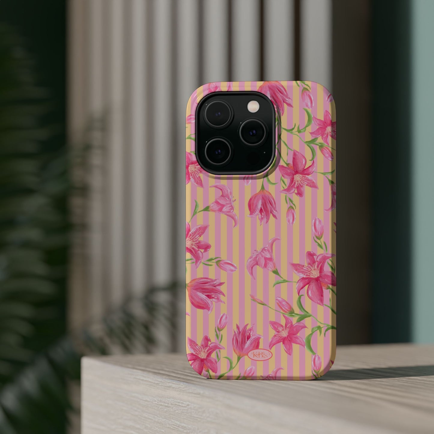 Azalea Stripe Mag Safe Case for iPhone - Pink & Orange