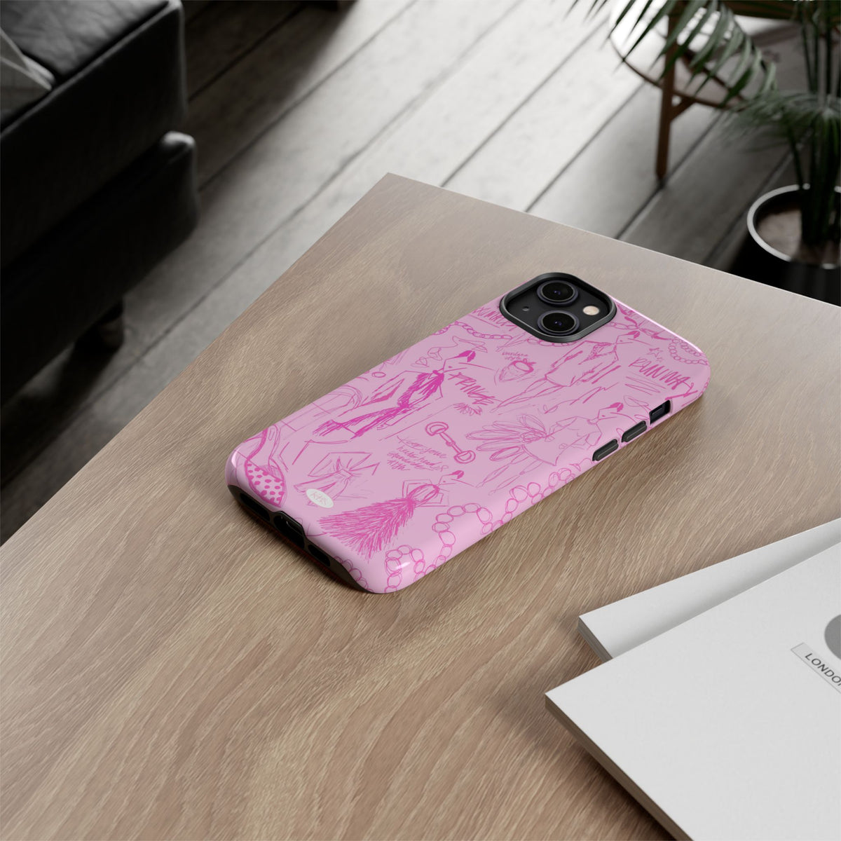 Fashion Sketch Tough Case for iPhone - Pink