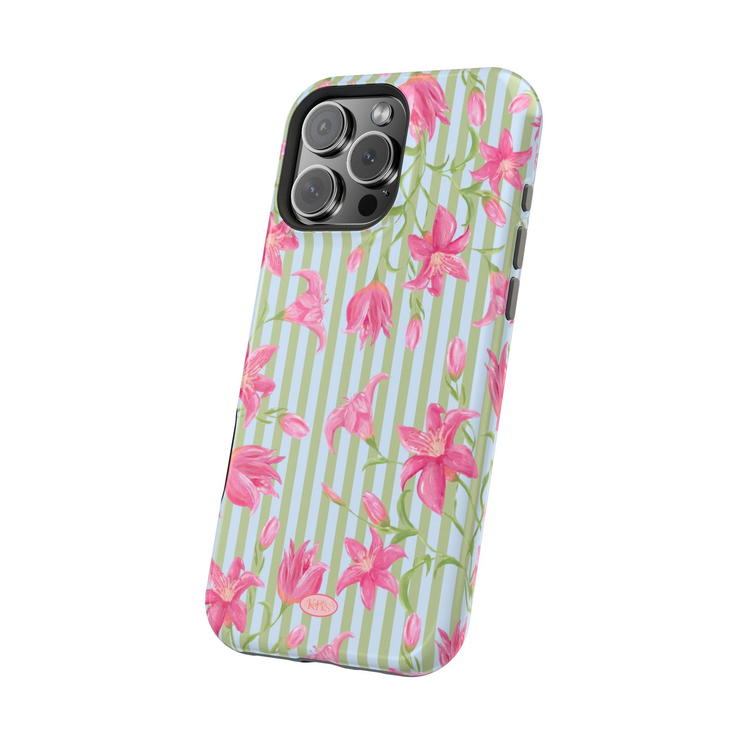 Azalea Stripe Mag Safe Case for iPhone - Blue & Green