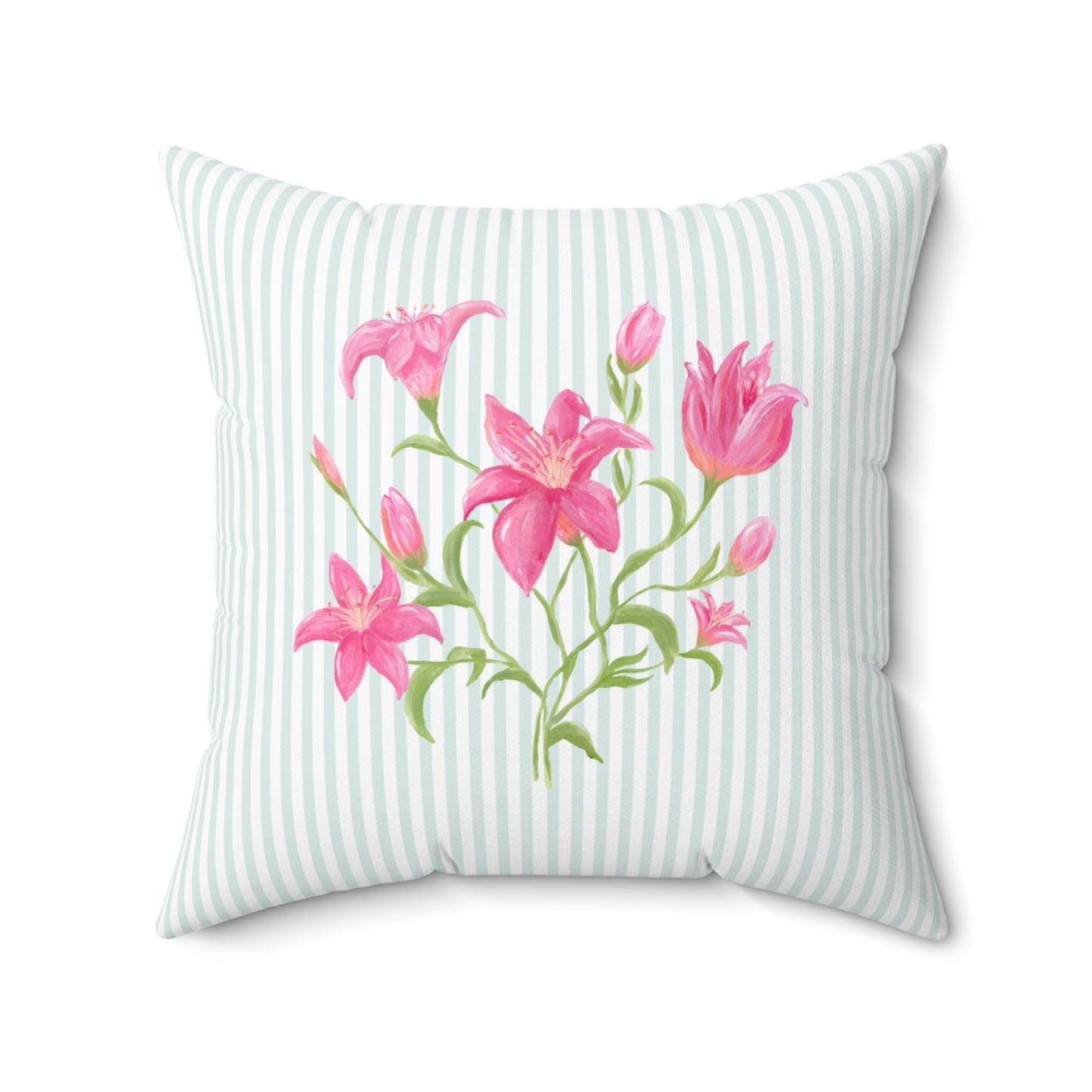 Lily Bloom Throw Pillow - Blue