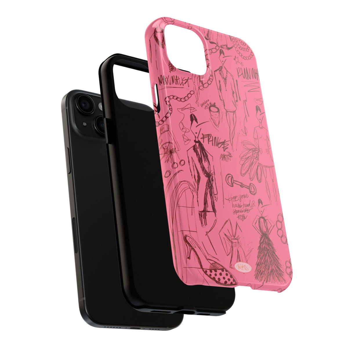Fashion Sketch Tough Case for iPhone - Maroon