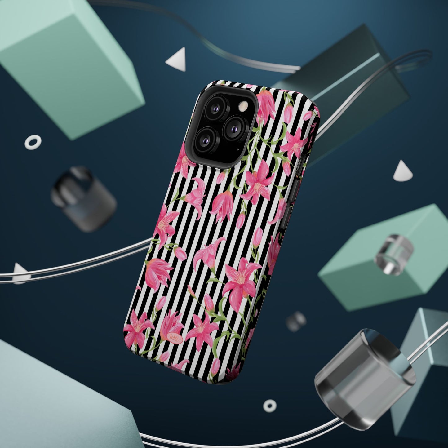 Azalea Stripe Mag Safe Case for iPhone - Black