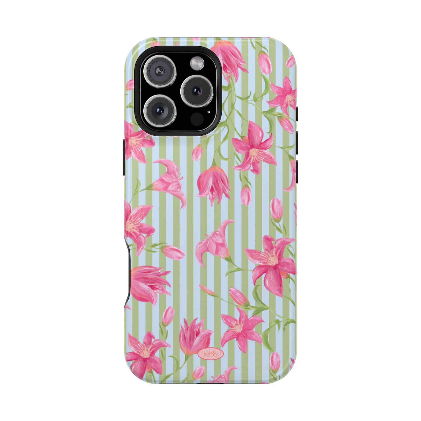 Azalea Stripe Mag Safe Case for iPhone - Blue & Green