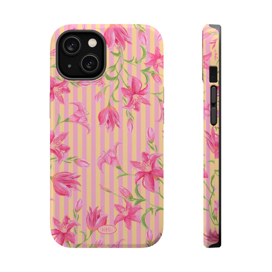 Azalea Stripe Mag Safe Case for iPhone - Pink & Orange